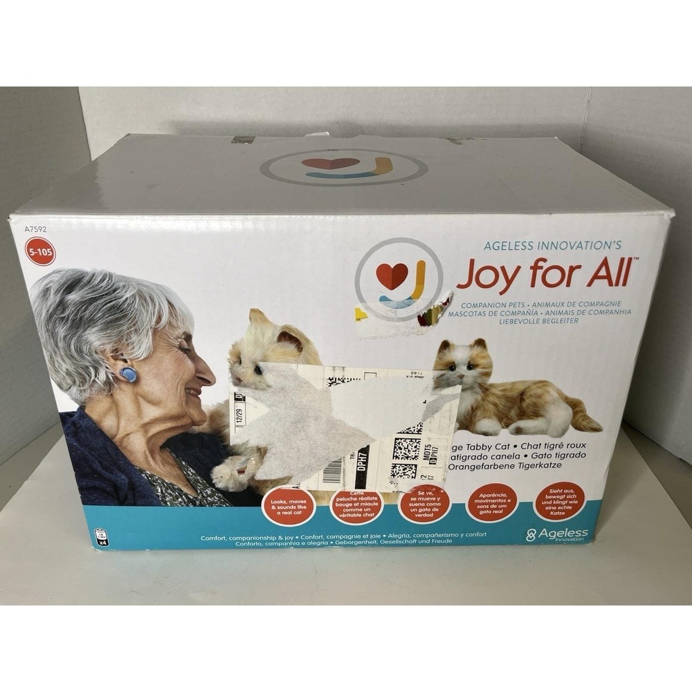 JOY FOR ALL Grey Companion‎ Pet Cat for Seniors Lifelike Animatronic Furry Toy